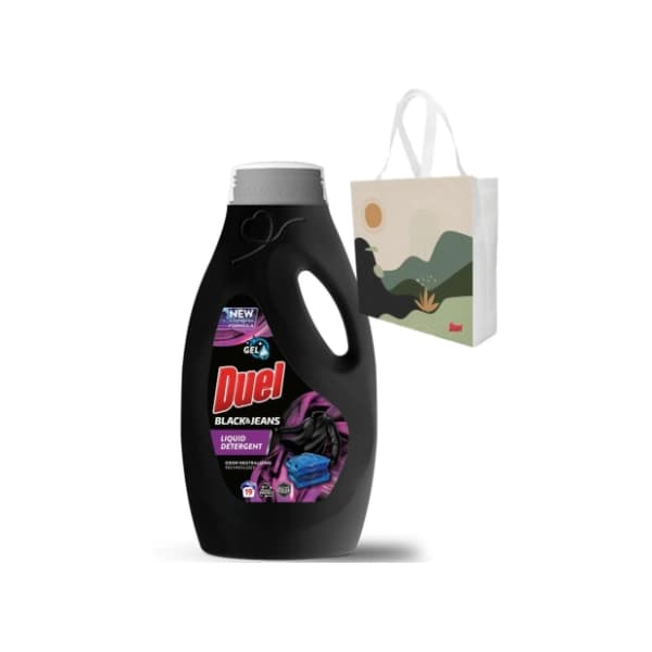 DUEL Black & jeans tečni deterdžent 19 pranja (855ml) + ceger 0