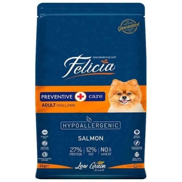 FELICIA Low grain hrana za odrasle minijaturne pse losos 3kg 0