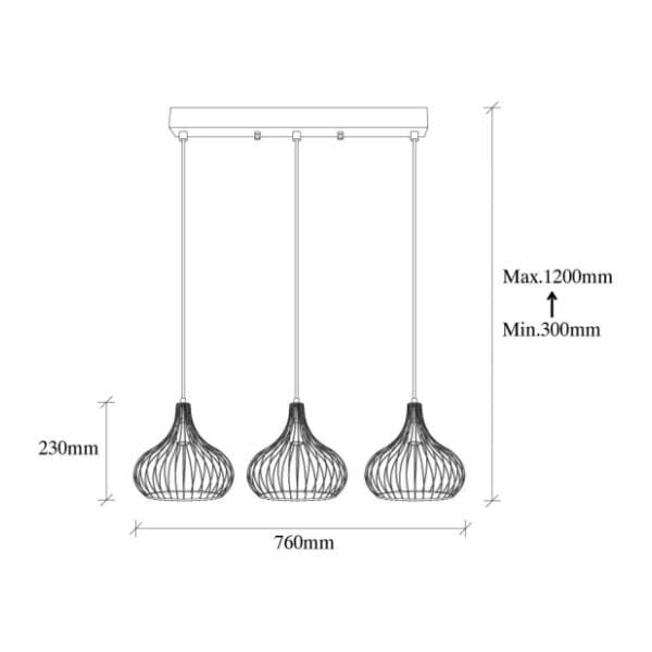 OPVIQ visilica 3x40W E27 942FLG1602 1