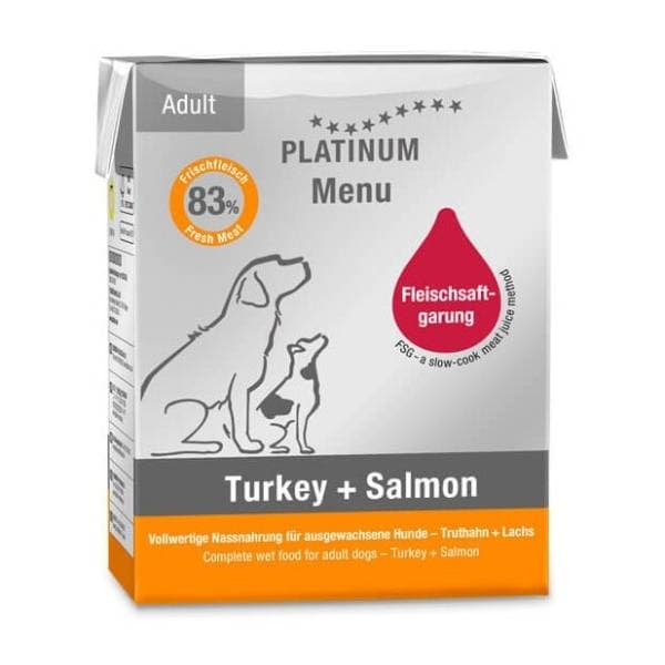 PLATINUM Dog menu hrana za pse ćuretina i losos 375g 0