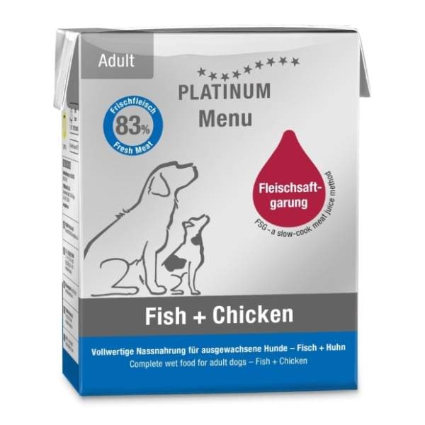 PLATINUM Dog menu hrana za pse riba i piletina 375g 0