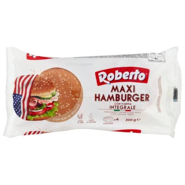 ROBERTO Hamburger maxi integralne zemičke 300g 0