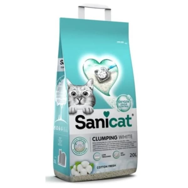SANICAT Clumping White Cotton posip za mačke 20l 0