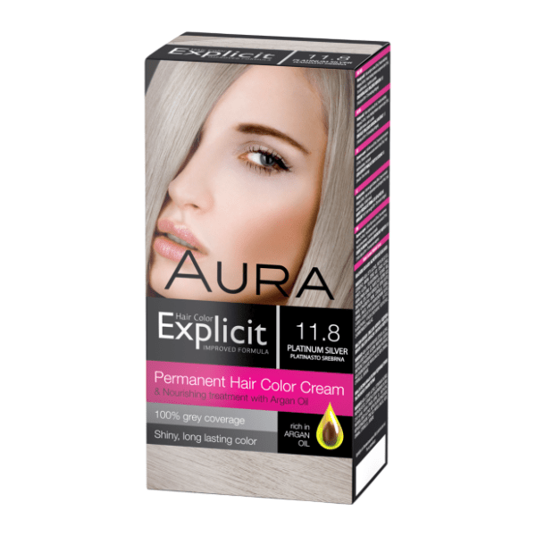 AURA Explicit farba za kosu 11.8 platinasto srebrna 0