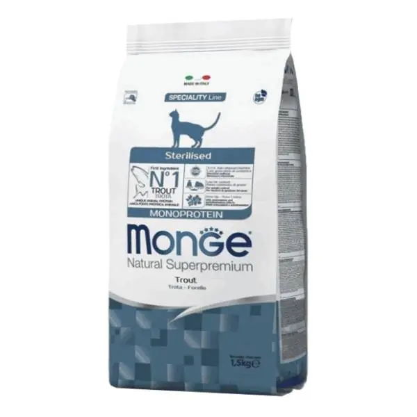 MONGE Cat sterilised monoprotein hrana za mačke pastrmka 400g 0