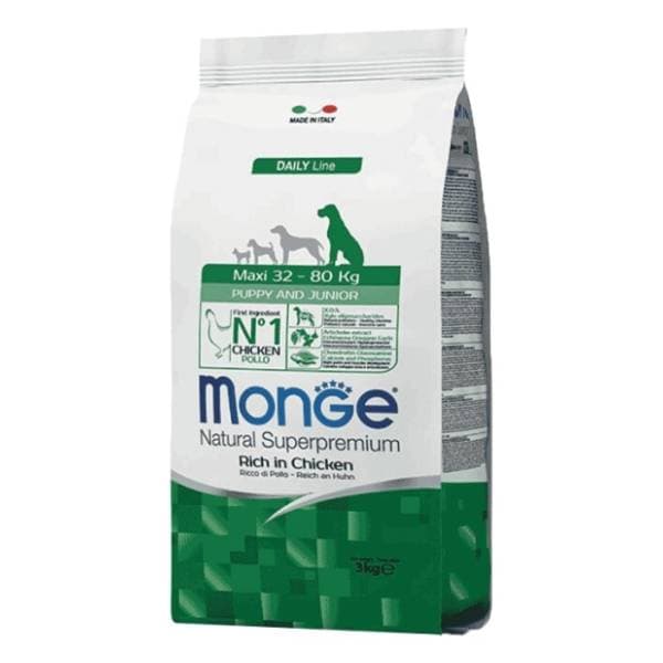 MONGE Maxi puppy & junior hrana za pse piletina 3kg 0