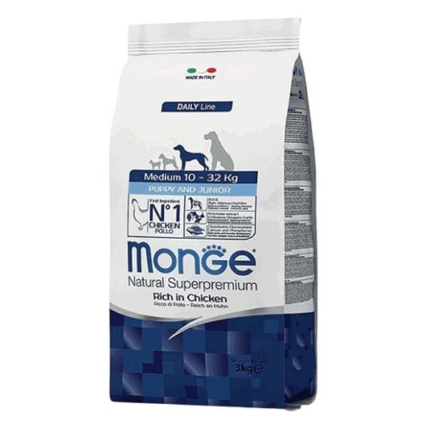 MONGE Medium puppy & junior hrana za pse piletina 3kg 0