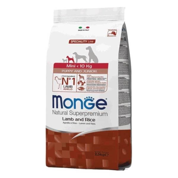 MONGE Monoprotein mini puppy & junior jagnjetina pirinač 2,5kg 0
