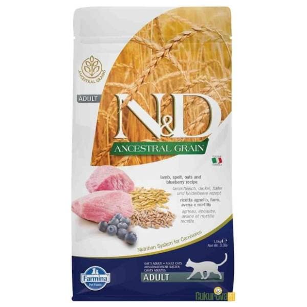 N&D Ancestral grain hrana za mačke jagnjetina borovnica 1,5kg 0