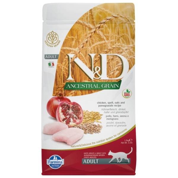N&D Ancestral grain hrana za odrasle mačke piletina nar 1,5kg 0