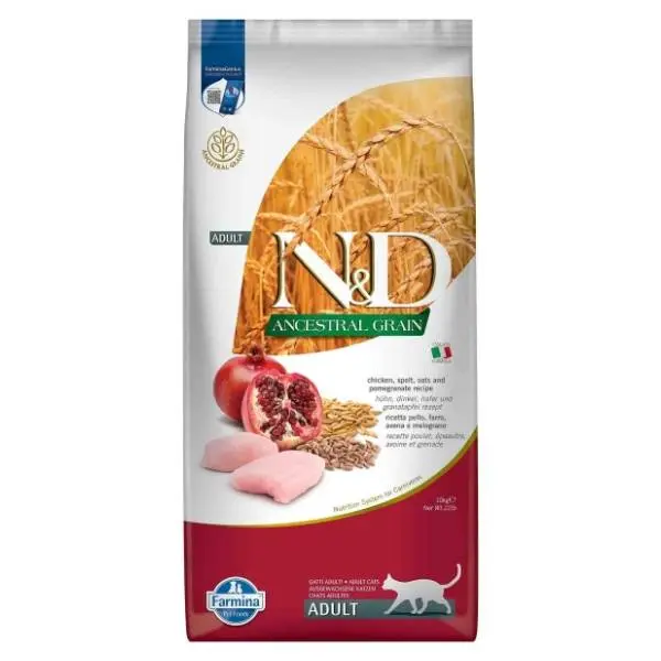 N&D Ancestral grain hrana zaodrasle mačke piletina nar 10kg 0