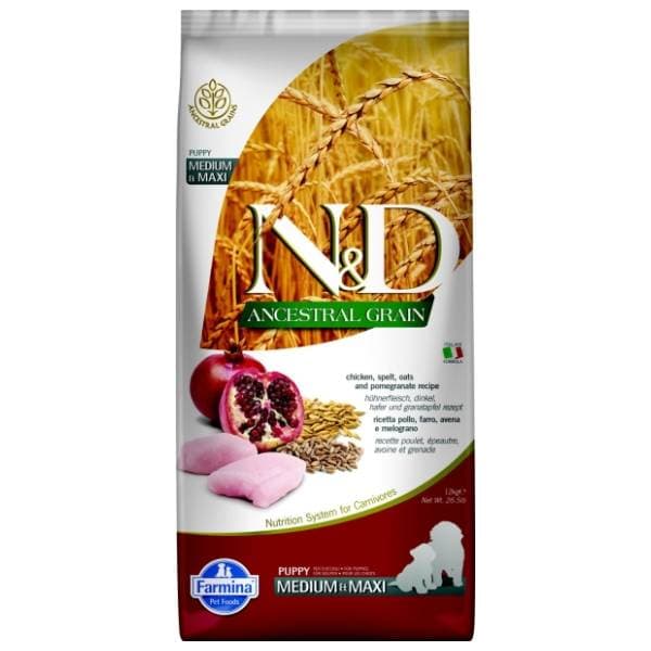 N&D Ancestral grain medium puppy piletina i nar 12kg 0