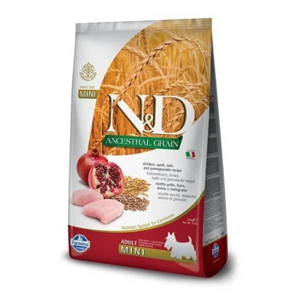 N&D Ancestral grain mini adult hrana za pse piletina nar 7kg 0
