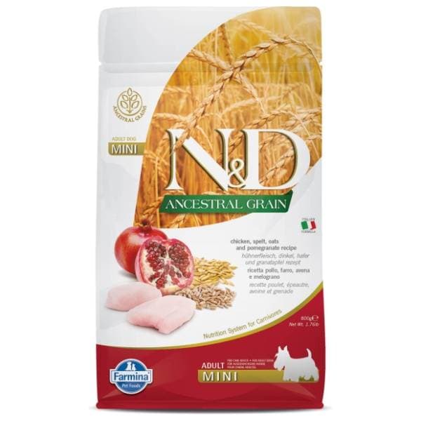 N&D Ancestral grain mini adult hrana za pse piletina nar 800g 0