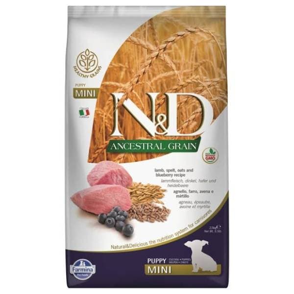 N&D Ancestral grain mini puppy jagnjetina borovnica 2,5kg 0