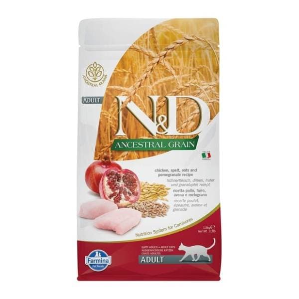 N&D Ancestral grain hrana za odrasle mačke piletina i nar 300g 0