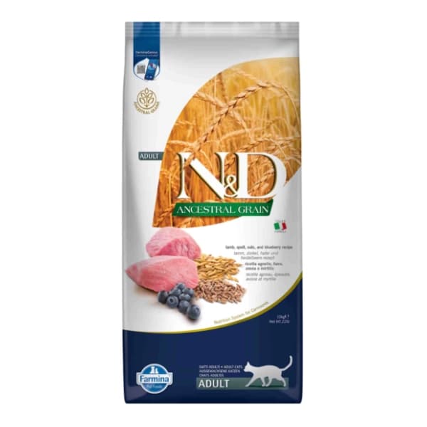 N&D Low grain hrana za odrasle mačke jagnejtina borovnica 10kg 0