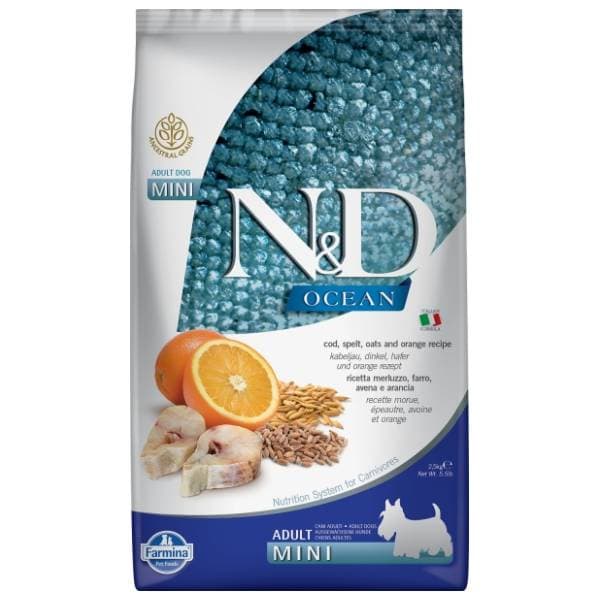 N&D Low grain mini adult hrana za pse pomorandža bakalar 7kg 0