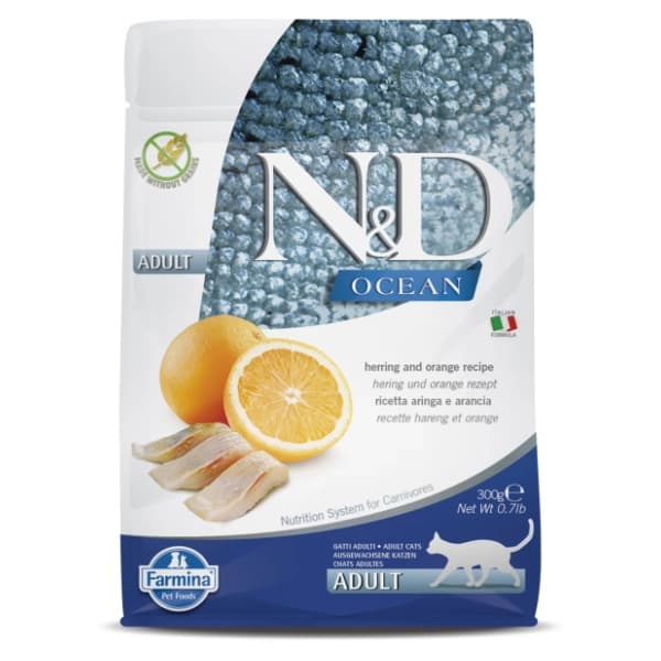 N&D Ocean hrana za odrasle mačke haringa i pomorandža 300g 0