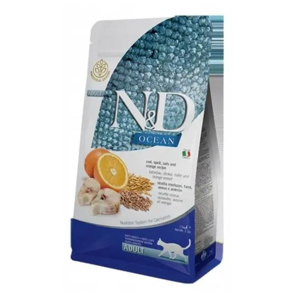N&D Ocean hrana za odrasle mačke pomorandža i bakalar 10kg 0