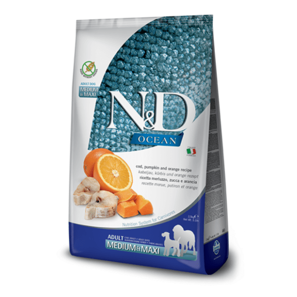 N&D Ocean mini hrana za pse bakalar bundeva i pomorandža 7kg 0