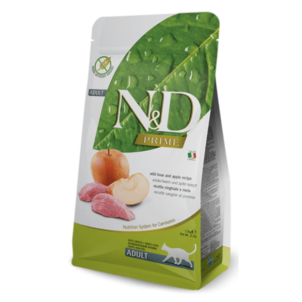 N&D Prime hrana za odrasle mačke jabuka divlja svinja 1,5kg 0