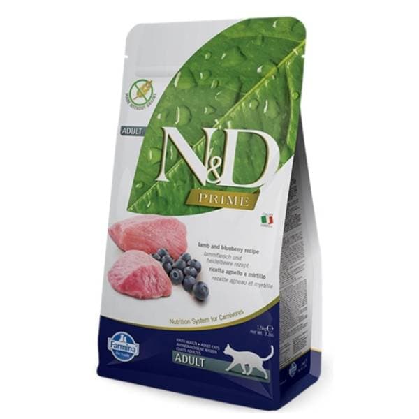N&D Prime hrana za odrasle mačke jagnjetina i borovnica 10kg 0