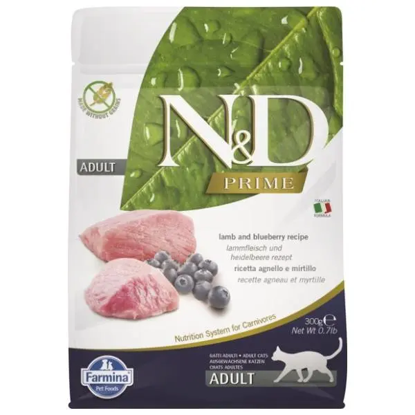 N&D Prime hrana za odrasle mačke jagnjetina i borovnica 300g 0