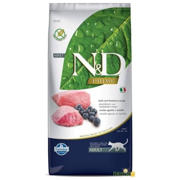 N&D Prime hrana za odrasle mačke jagnjetina i borovnica 5kg 0