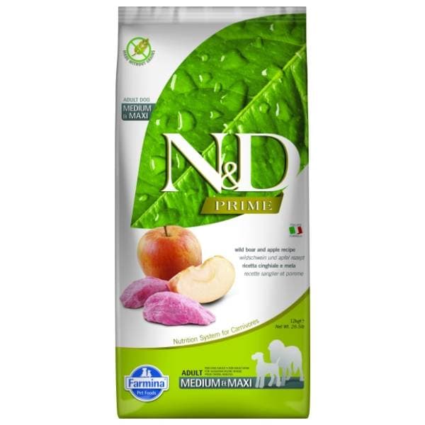 N&D Prime medium maxi adult jabuka divlja svinja 12kg 0