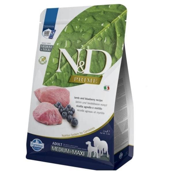 N&D Prime medium maxi adult jagnjetina borovnica 2,5kg 0