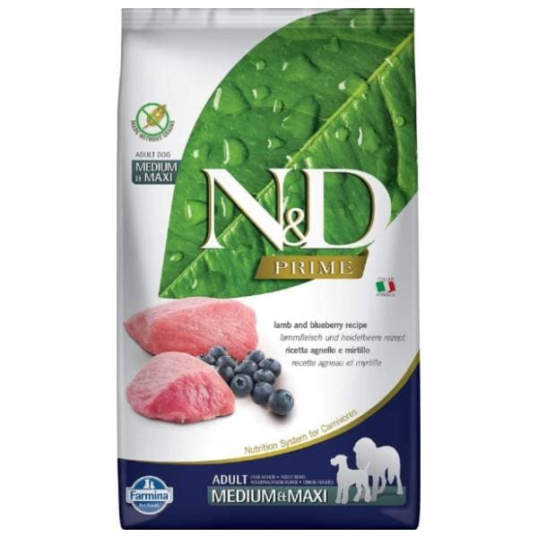 N&D Prime medium maxi adult jagnjetina i borovnica 12kg 0