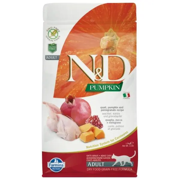 N&D Pumpkin hrana za odrasle mačke bundeva i prepelica 1,5kg 0