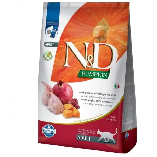 N&D Pumpkin hrana za odrasle mačke bundeva i prepelica 5kg 0