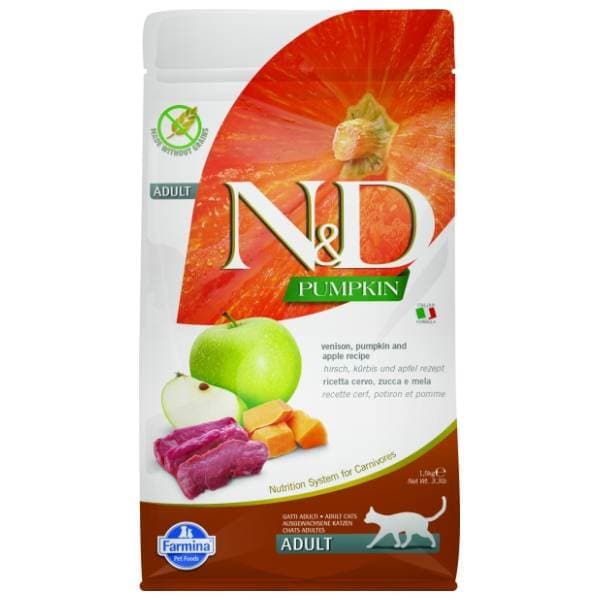 N&D Pumpkin hrana za odrasle mačke bundeva i srnetina 1,5kg 0