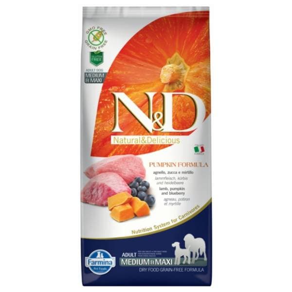 N&D Pumpkin medium maxi adult jagnjetina borovnica 12kg 0