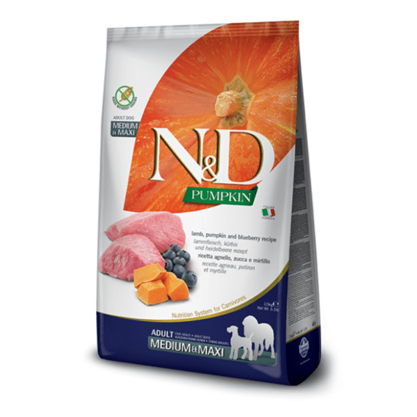 N&D Pumpkin medium maxi adult jagnjetina borovnica 2,5kg 0