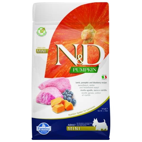 N&D Pumpkin mini adult hrana za pse jagnjetina borovnica 800g 0