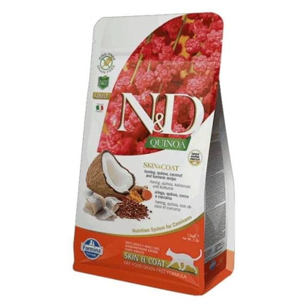 N&D Quinoa skin & coat hrana za mačke kinoa i haringa 1,5kg 0