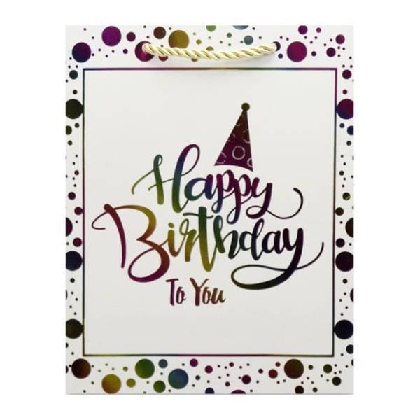 Ukrasna kesa L OPTIMUM Happy birthday hologram 1kom 1