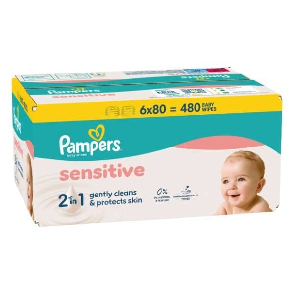 Vlažne maramice PAMPERS sensitive 6x80kom 0