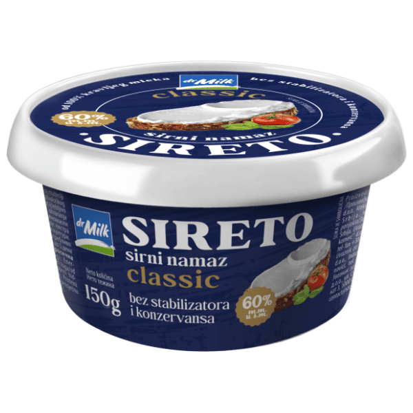 DR.MILK sirni namaz Sireto natur 60%mm 150g 0