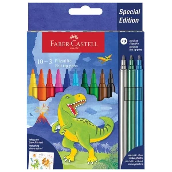 Flomasteri FABER CASTELL dinosaur 10+3kom 0