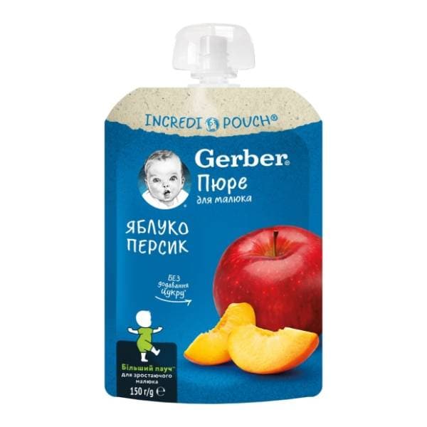 GERBER voćni pire jabuka i breskva 150g 0