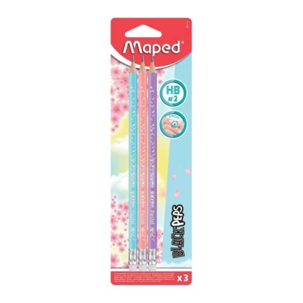 Grafitna olovka sa gumicom MAPED pastel 3kom 0