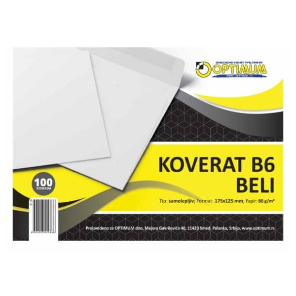 Koverta B6 OPTIMUM 100kom 0