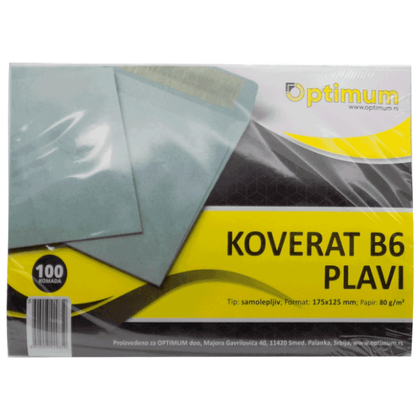 Koverta B6 plava OPTIMUM 100kom 1