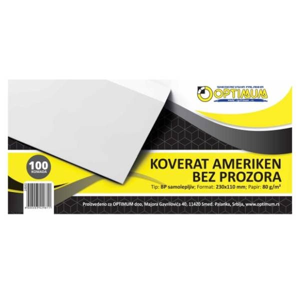 Koverta bez prozora 11x23cm Ameriken OPTIMUM 100kom 0