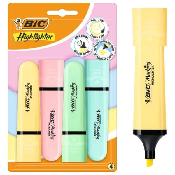 Marker BIC flat pastel blister 4kom 0