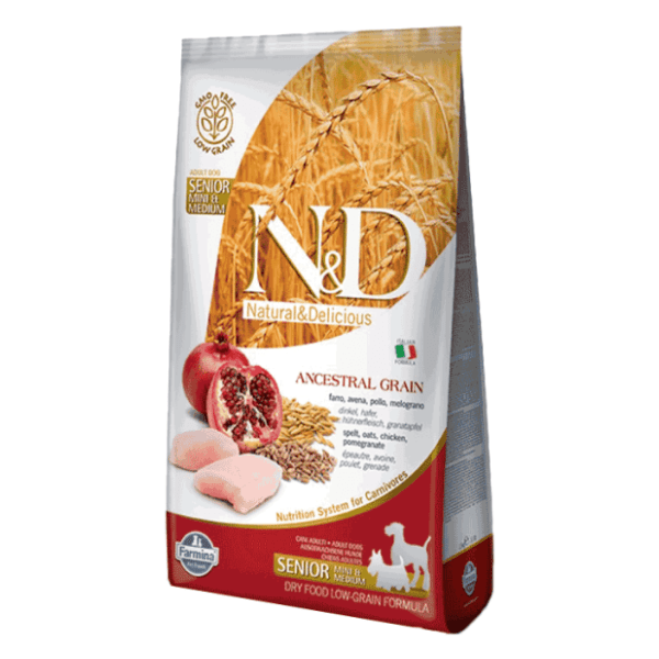 N&D Low grain medium mini senior piletina i nar 2,5kg 0